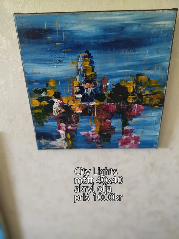 Akrylmålning City Lights av Rebecka Jansson