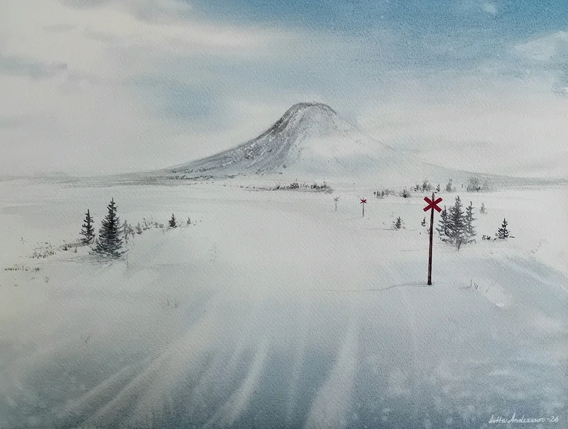 Akvarell Städjan av Lotta Andersson