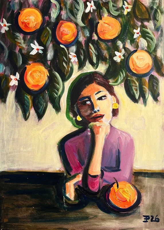 Akrylmålning Sicily orangetree av Elisa Pålsson