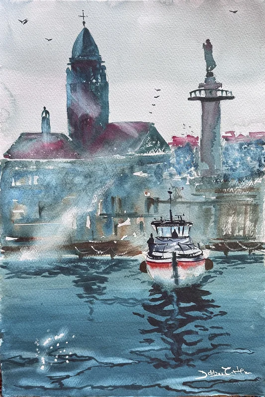 Akvarell Göta Älv av Emin Fine Art