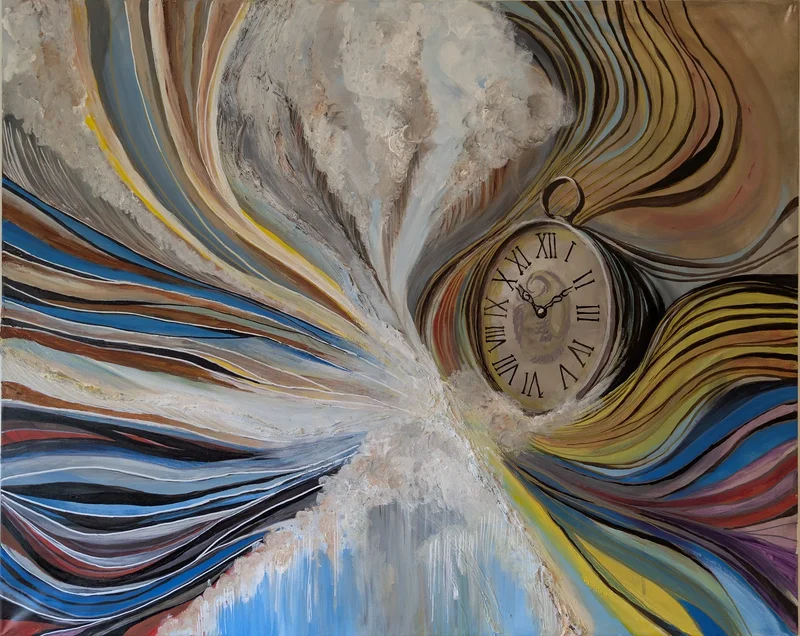 Akrylmålning The weight of time av Amina Praso