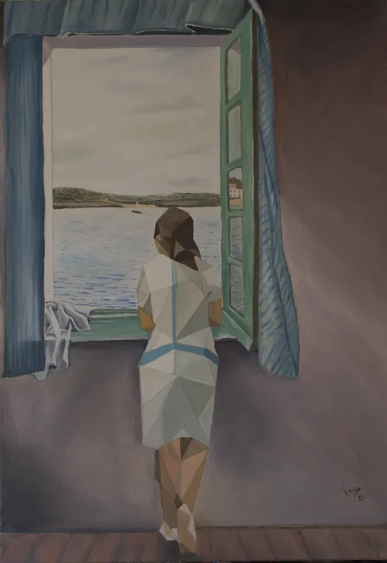 Oljemålning Girl by the window av Pedro Sousa