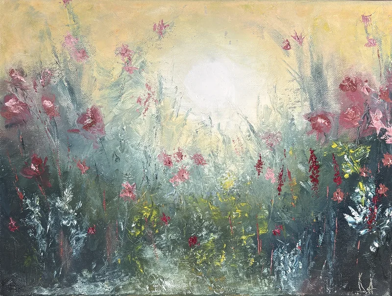 Oljemålning Morning Meadow av Dragan Avramovic