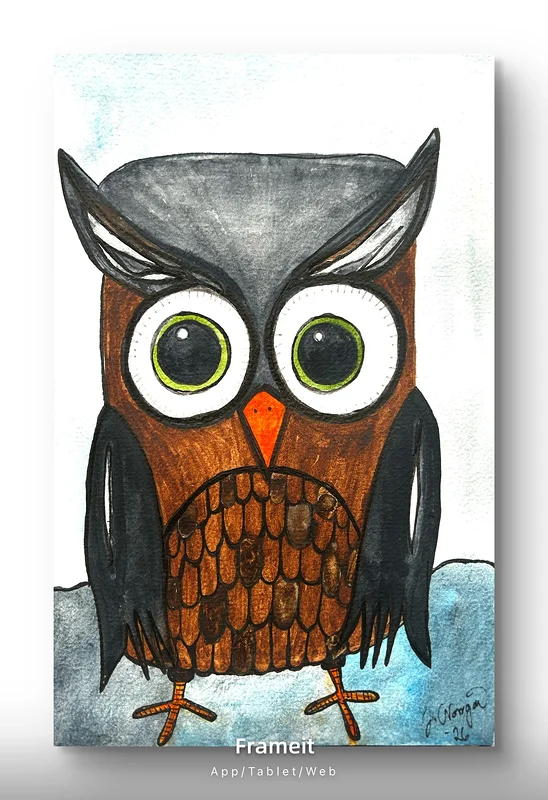 Akvarell Owl av Johanna Norrgård