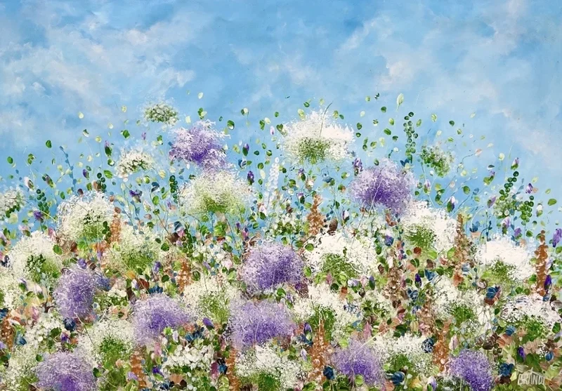 Akrylmålning A Theory of Flowers av Anna Artistockholm Brandt