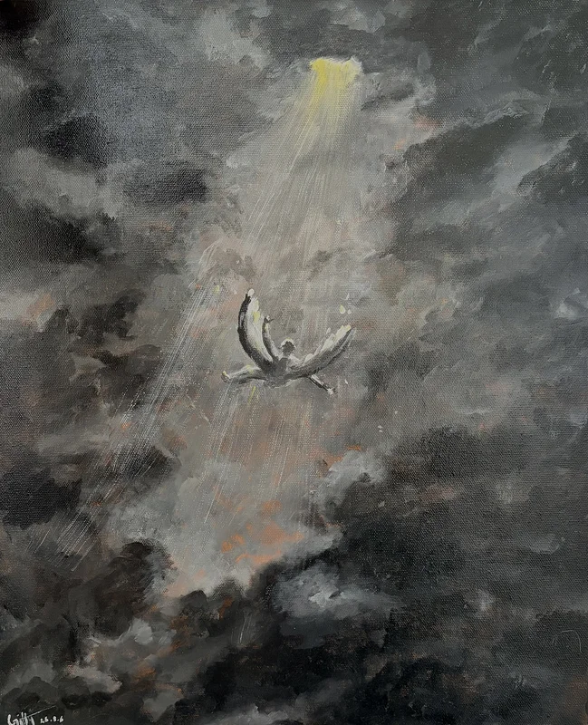 Akrylmålning Falling angel av Getti World