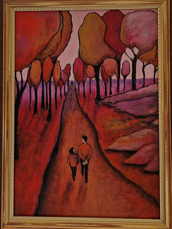 Akrylmålning Promenad av Maria Calles