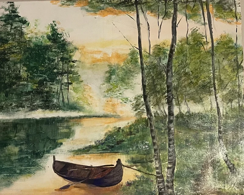 Akrylmålning Roddbåten av Jeannette Tissari