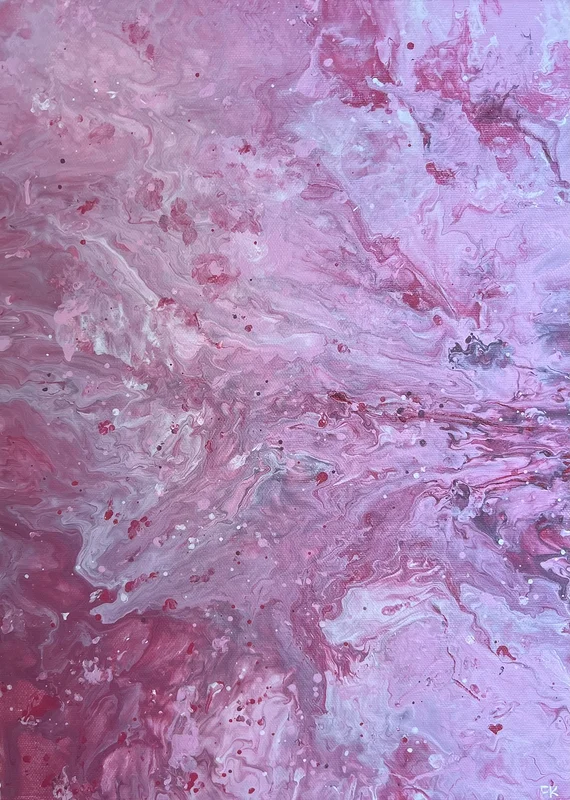 Akrylmålning Pink Dis av Fatima Khaled