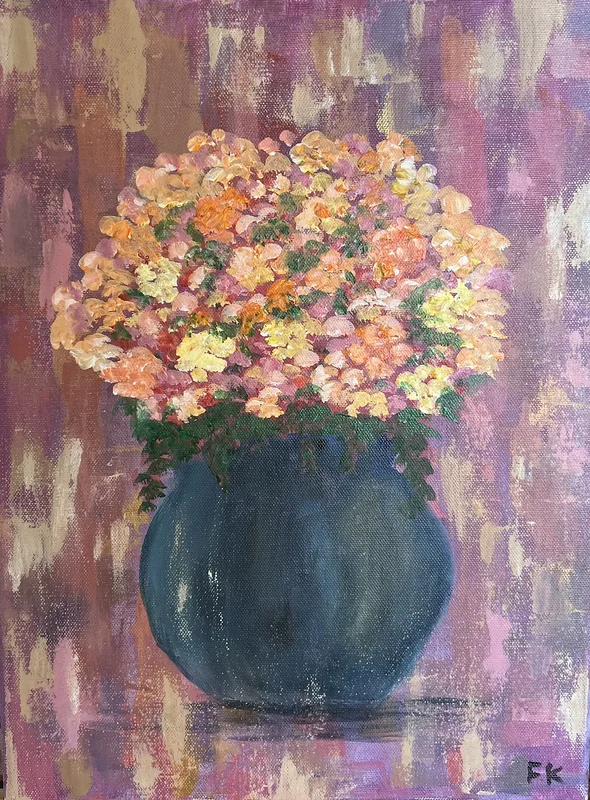 Akrylmålning Blomster av Fatima Khaled