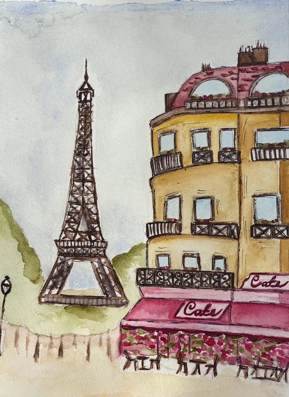 Akvarell En dag i Paris av Cajsa Petersson