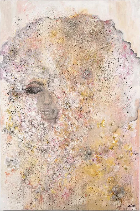 Akrylmålning Fading into Bloom av Johanna Holvid