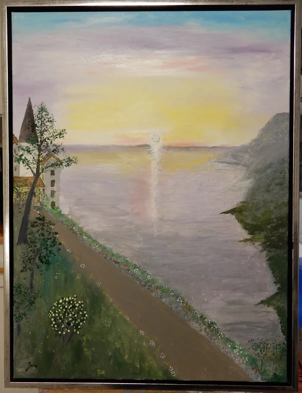 Oljemålning Morgonpromenad av Rune Jakobsson