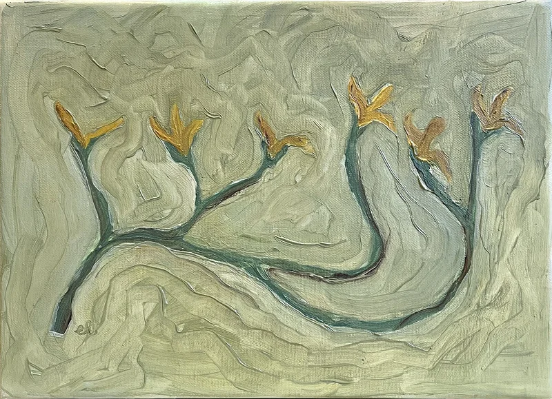 Oljemålning Yellow flower av Emma Lehtola