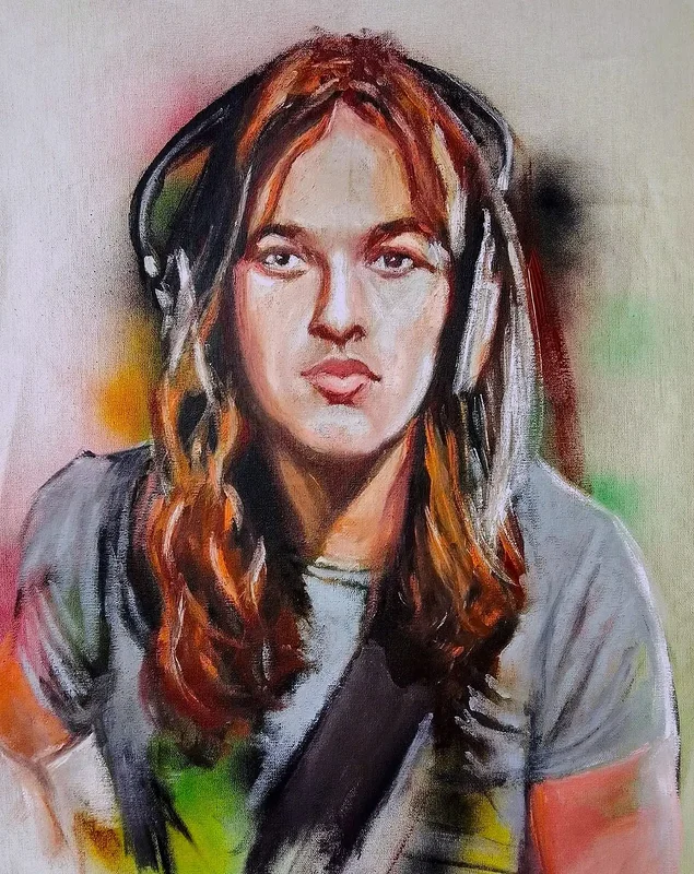 Oljemålning David Gilmour av Joaquim Varanda