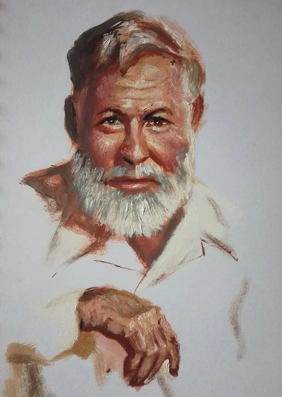 Oljemålning Hemingway av Joaquim Varanda