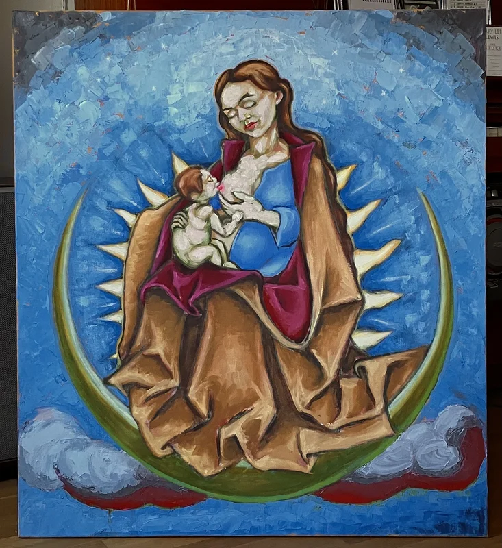 Oljemålning Apokalyptisk Madonna av Anders Persson