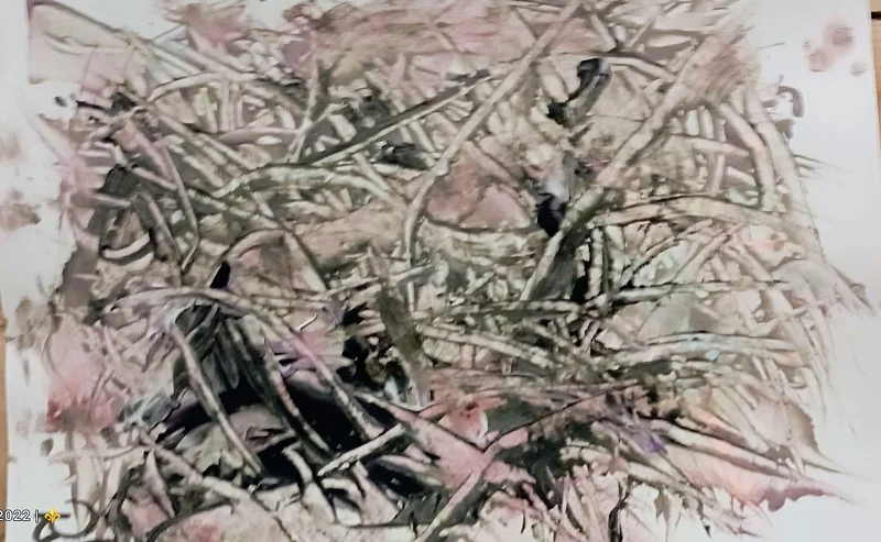 Akrylmålning Asiatiska krigen av Ronald Rumell