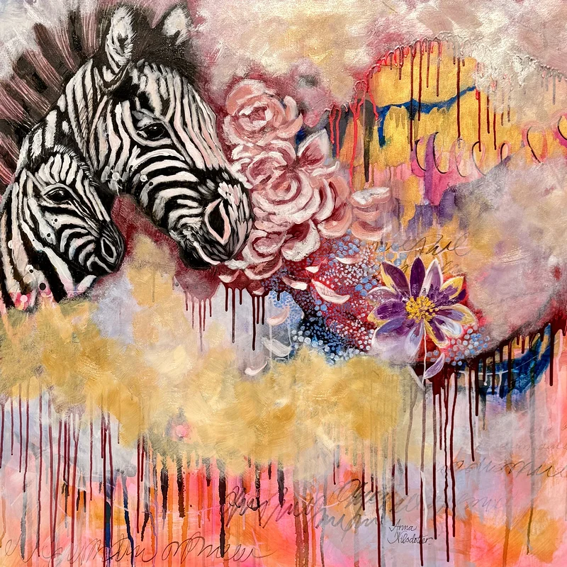 Oljemålning Zebras av Anna Nilsdotter