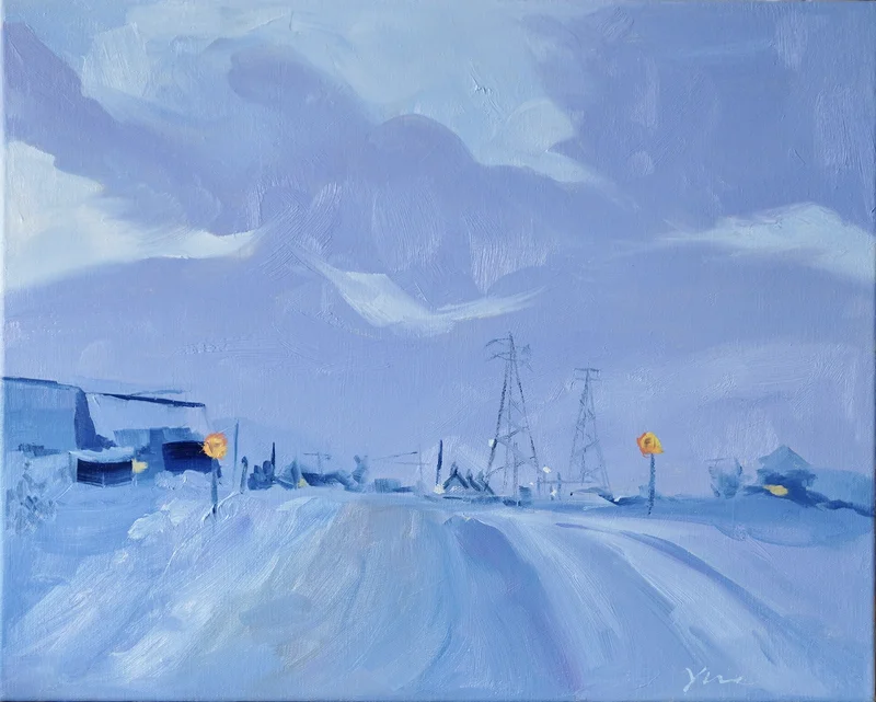 Oljemålning Lavender snow av Yue
