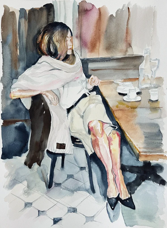 Akvarell Contemplation av Malin Ask