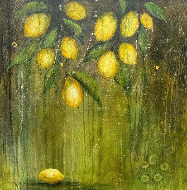 Akrylmålning Lemon av Monica Berglin
