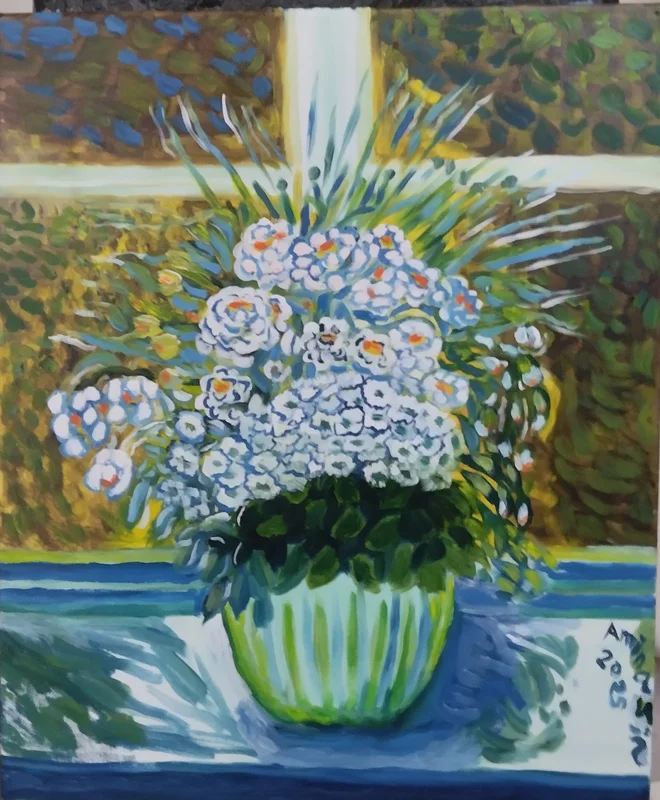 Oljemålning Blommor av Aminazin Van-Gogin