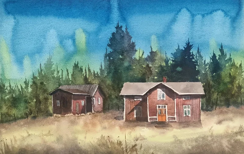Akvarell av Mikael Berglund