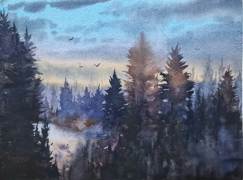 Akvarell av Mikael Berglund