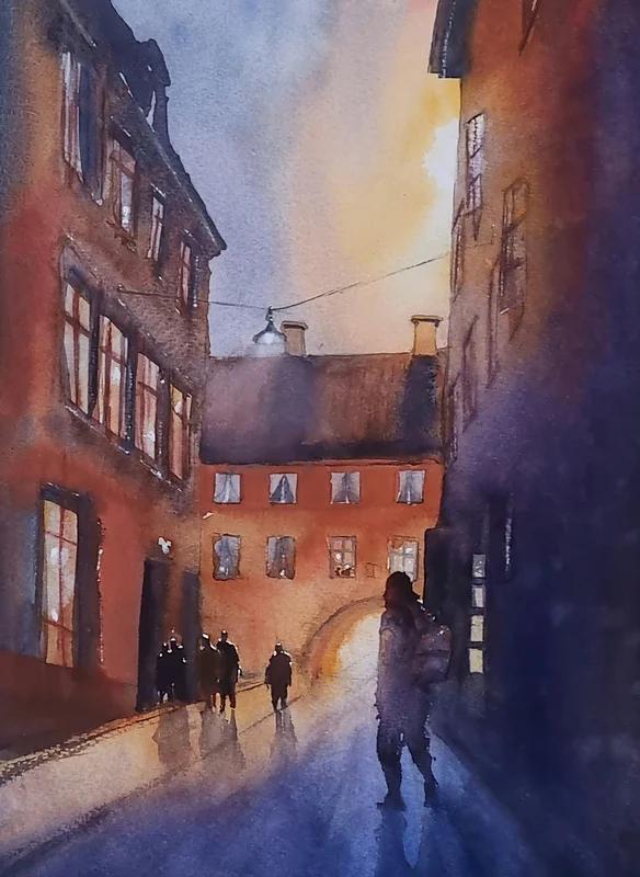 Akvarell av Mikael Berglund