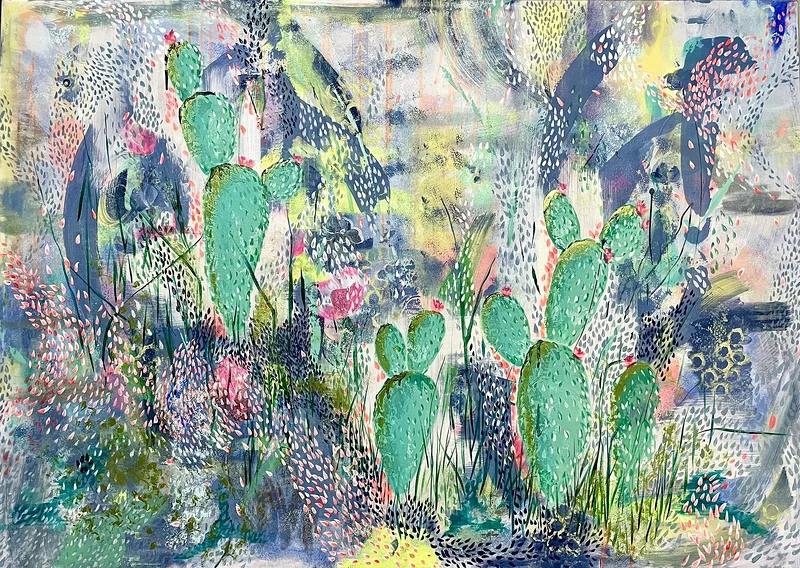 Akrylmålning Imperfections - Desert Bloom av Judit Hedelius
