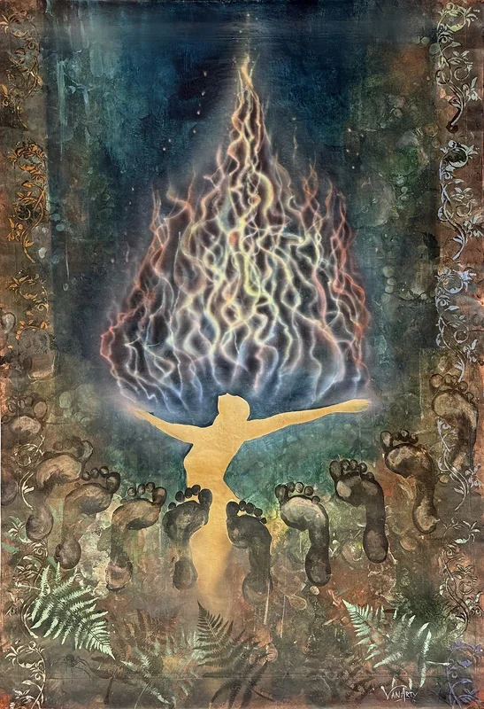 Akrylmålning Earht wind and fire av Van Arty