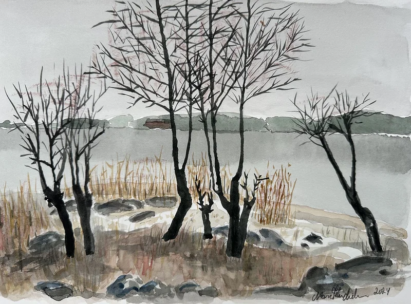 Akvarell Lilla Sundet av Marie-Helén Andersson