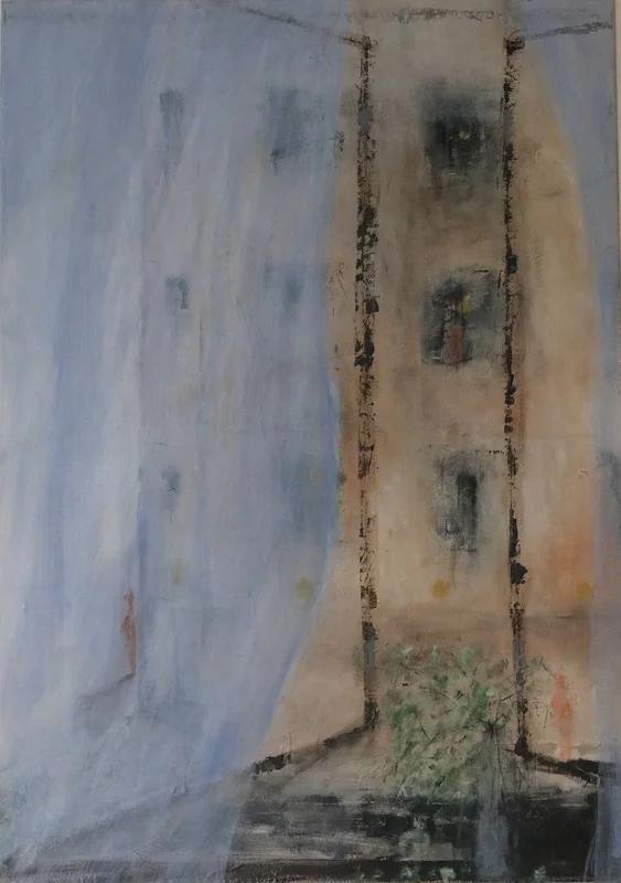 Akrylmålning Across the street av Peter Frejeberg