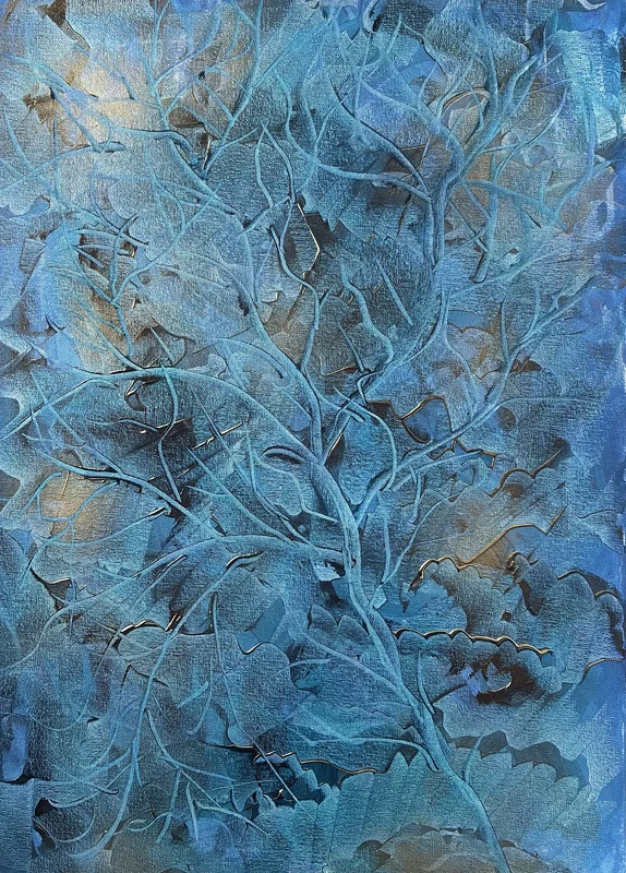 Akrylmålning My blue tree av Ninni Andersson