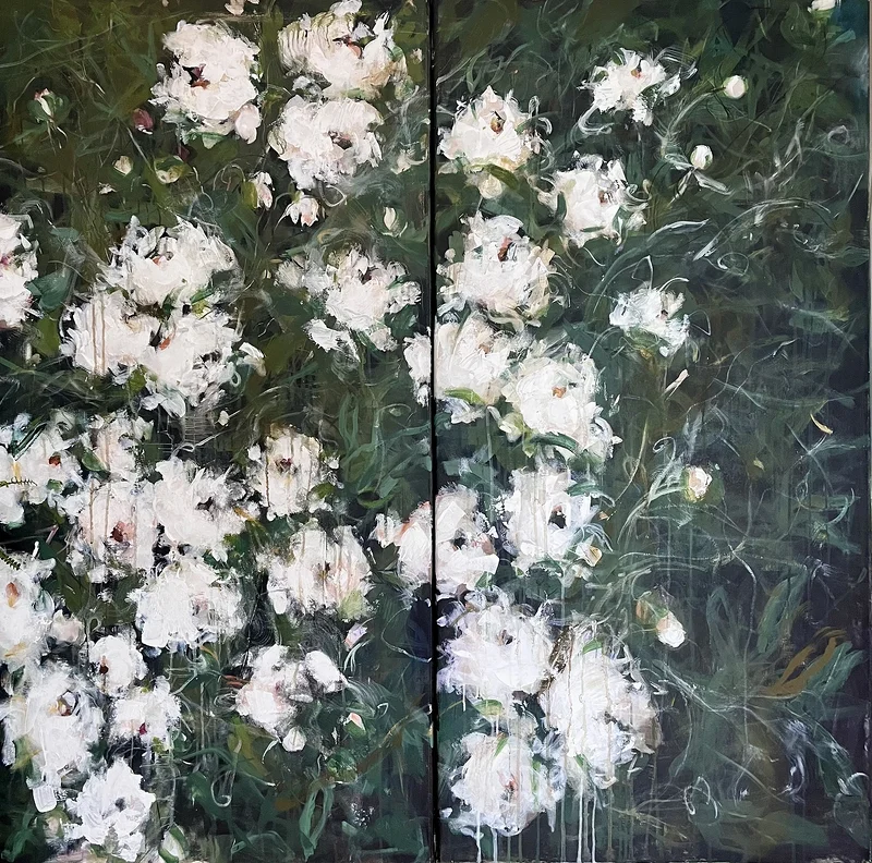 Akrylmålning Vita blommor av Ilona SWAT
