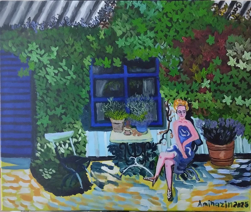 Oljemålning Vid det gröna huset av Aminazin Van-Gogin
