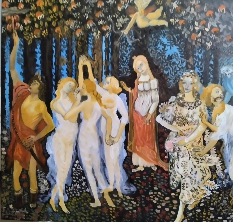 Oljemålning Kopia av världkända målningen Primavera av Botticelli av Aminazin Van-Gogin