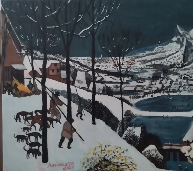 Akrylmålning Kopia av världkända målningen av Peter Bruegel av Aminazin Van-Gogin