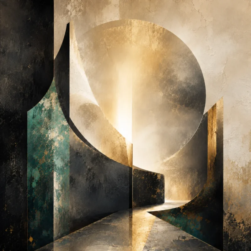 Akrylmålning The Passage Beneath the Golden Sphere av Jimmy Persson