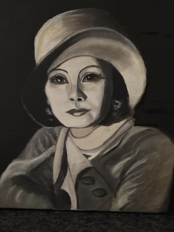 Oljemålning Greta Garbo av Elise Vakepea