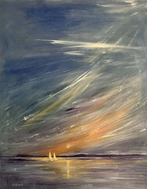 Oljemålning "Evening romance" av Peter Buchar