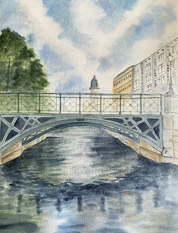 Akvarell Brunnsparken, Fontänbron av Lakshmi Vijayan
