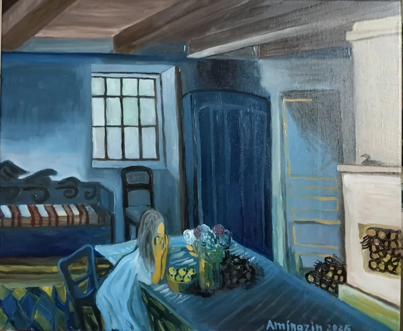 Oljemålning En sörjande kvinna.. av Aminazin Van-Gogin