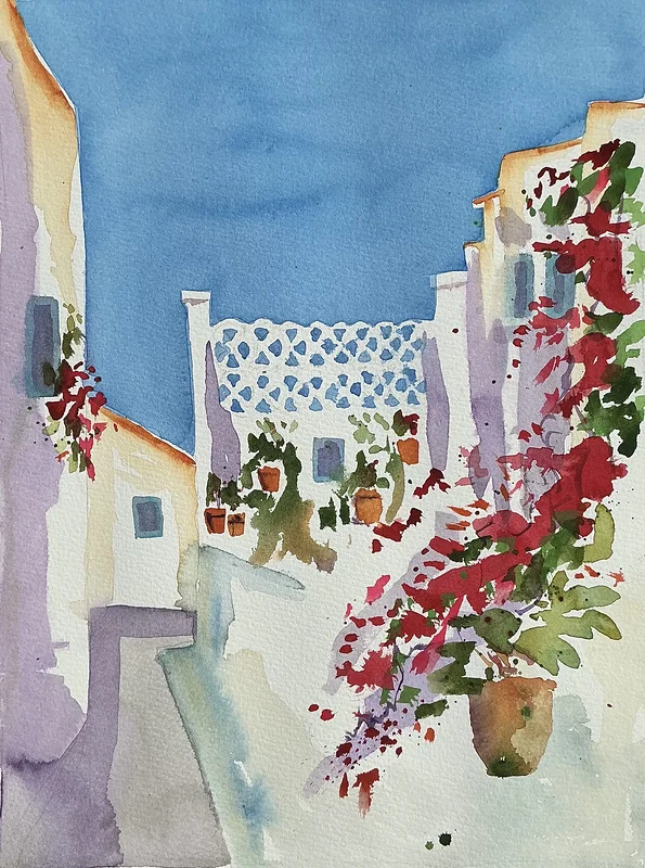 Akvarell Bougainvillea av David Powell