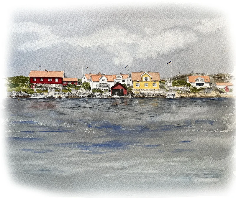 Akvarell Härön, Kyrkesund av Thomas Ahlander