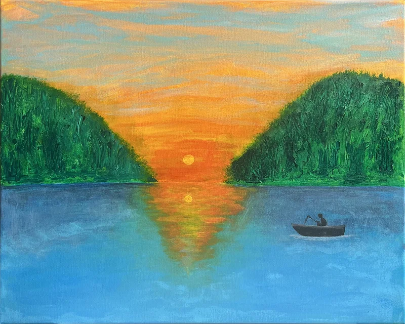 Akrylmålning Silent Sunset av Jaana Ström
