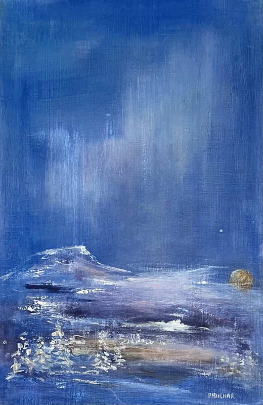 Oljemålning ”Fullmoon rising” av Peter Buchar