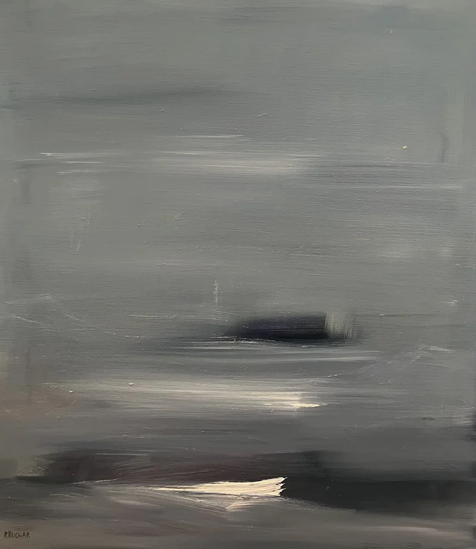 Oljemålning ”still waiting” av Peter Buchar