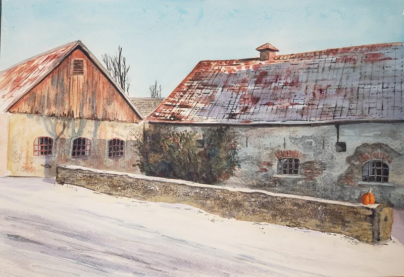 Akvarell Nr 5 - Gård nr 9, Mörbylånga kyrka av Angelika Ann Kammerer